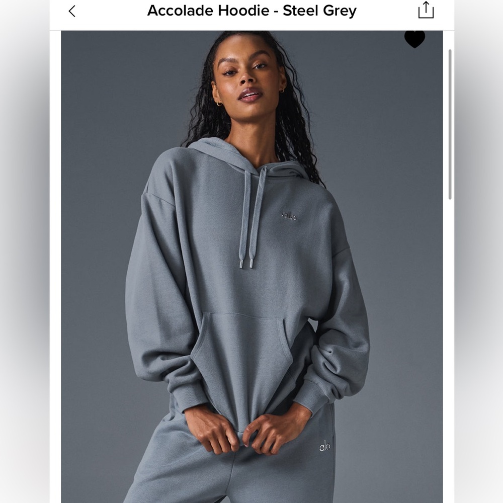 NWT ALO STEEL GREY ACCOLADE HOODIE, LIMITED COLOR SOLD OUT AT ALO